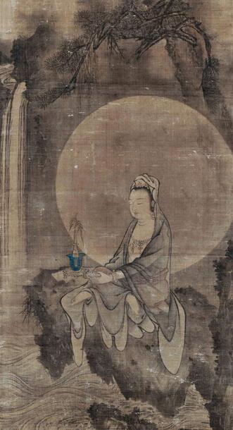元颜辉画水月观音