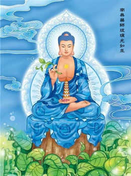 药师佛的手势图之药师佛手持药塔。
